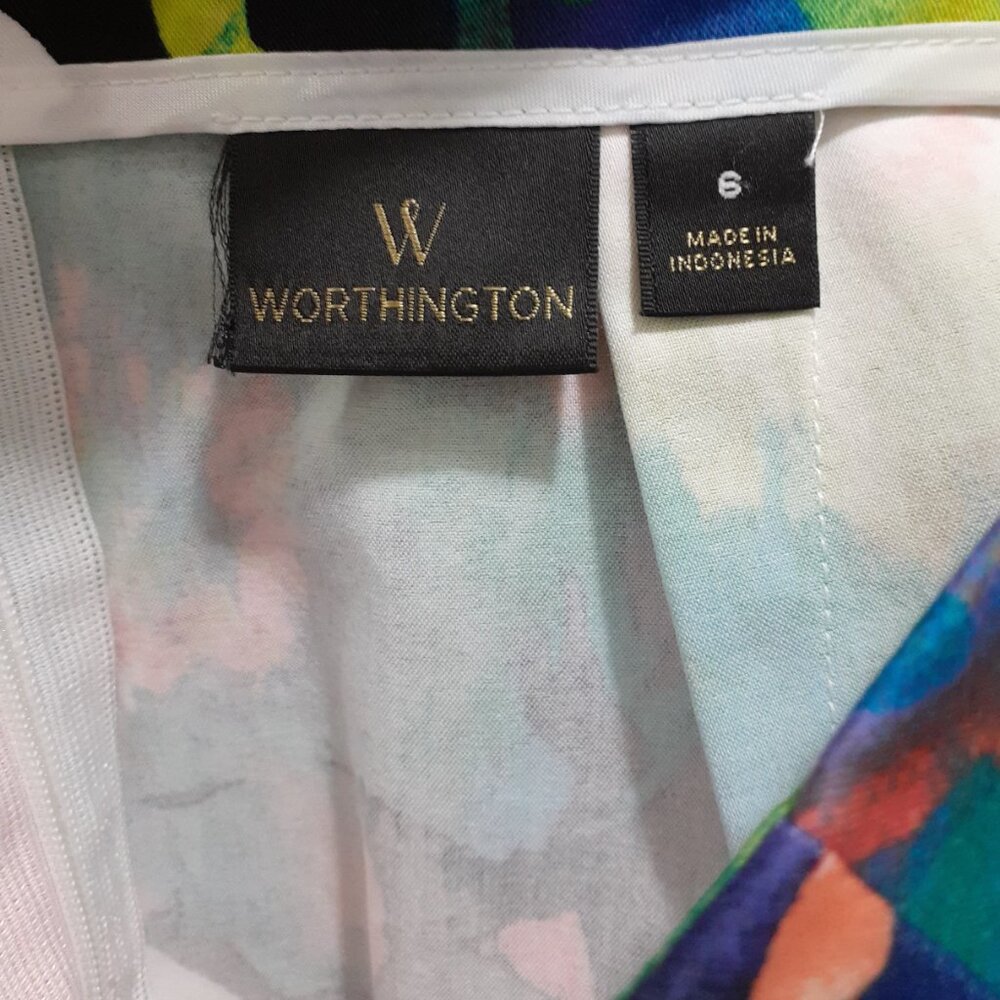Worthington Pencil Skirt Womens Size 6 Multicolor Floral Cotton Blend Knee Lengt - Picture 9 of 10